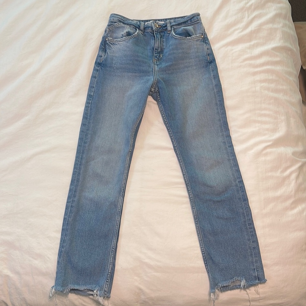 ZARA Denim slim fit jeans with distressed ends